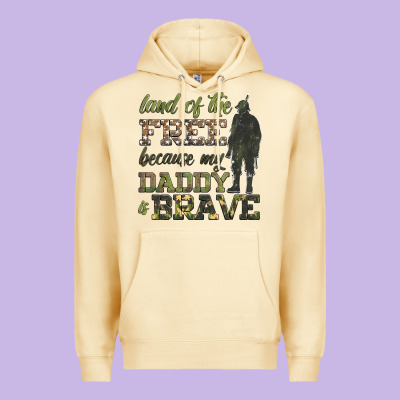 Land Of The Free Because My Daddy Is Brave Premium Hoodie Designed By Hra Design Shop