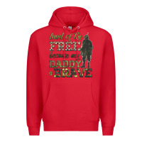 Red land of the free because my daddy is brave Premium Hoodie - HRA Design Shop