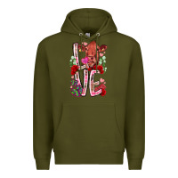 Army Green love cow valentine Premium Hoodie - RacoonDesign