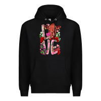 Black love cow valentine Premium Hoodie - RacoonDesign