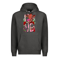 Charcoal Heather love cow valentine Premium Hoodie - RacoonDesign