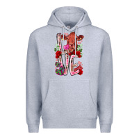 Heather Grey love cow valentine Premium Hoodie - RacoonDesign