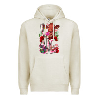 Oatmeal Heather love cow valentine Premium Hoodie - RacoonDesign