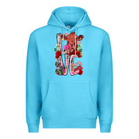 Ocean Blue love cow valentine Premium Hoodie - RacoonDesign