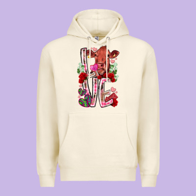 Love Cow Valentine Premium Hoodie Designed By Racoondesign