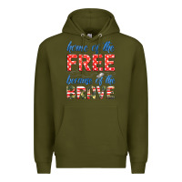 Army Green home of the free because of the brave Premium Hoodie - HRA Design Shop