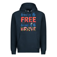 Navy home of the free because of the brave Premium Hoodie - HRA Design Shop