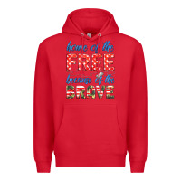 Red home of the free because of the brave Premium Hoodie - HRA Design Shop