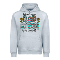 Heather Grey Behind Every Bad Bitch is a Carseat Urban Hoodie - CowhideDigitalArt