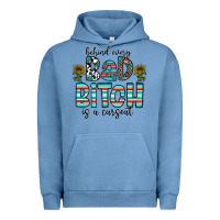 Pigment Pebble Blue Behind Every Bad Bitch is a Carseat Urban Hoodie - CowhideDigitalArt