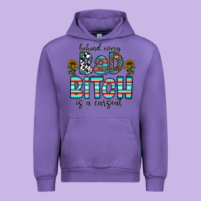 Behind Every Bad Bitch Is A Carseat Urban Hoodie Designed By Cowhidedigitalart