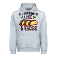 Heather Grey All You Need Is Love And Tacos Urban Hoodie - CowhideDigitalArt