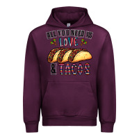 Mauve Wine All You Need Is Love And Tacos Urban Hoodie - CowhideDigitalArt