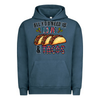 Pigment Midnight Navy All You Need Is Love And Tacos Urban Hoodie - CowhideDigitalArt