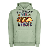 Pigment Oil Green All You Need Is Love And Tacos Urban Hoodie - CowhideDigitalArt