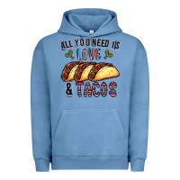 Pigment Pebble Blue All You Need Is Love And Tacos Urban Hoodie - CowhideDigitalArt