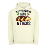 Pigment Pistachio All You Need Is Love And Tacos Urban Hoodie - CowhideDigitalArt