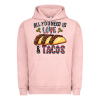 Pigment Salmon All You Need Is Love And Tacos Urban Hoodie - CowhideDigitalArt