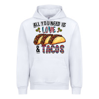 White All You Need Is Love And Tacos Urban Hoodie - CowhideDigitalArt