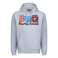 Heather Grey peace love america Premium Hoodie - HRA Design Shop