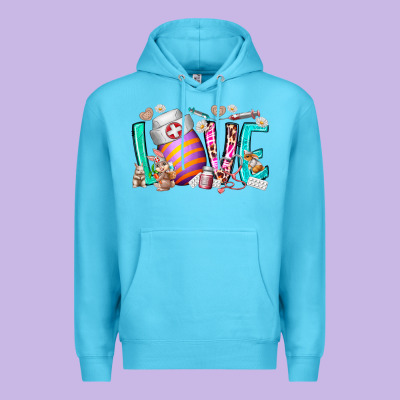 Love Easter Day Nurse Premium Hoodie Designed By Racoondesign