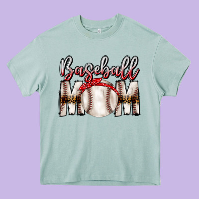 Baseball Mom Heavy Core Tee Designed By Cowhidedigitalart