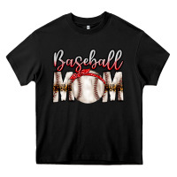 Black Baseball Mom Heavy Core Tee - CowhideDigitalArt