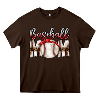 Chocolate Brown Baseball Mom Heavy Core Tee - CowhideDigitalArt