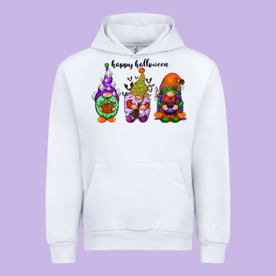 Happy Halloween Gnomes Black Urban Hoodie Designed By Racoondesign