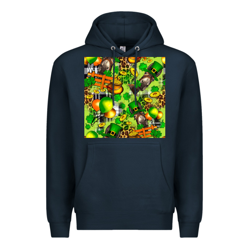 St. Patrick's Donkey With Shamrock Seamless Premium Hoodie by FaDigitalArtStudio | Teevron