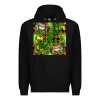 Black St. Patrick's Donkey With Leprechaun Hat Seamless Premium Hoodie - FaDigitalArtStudio