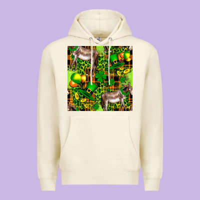 St. Patrick's Donkey With Leprechaun Hat Seamless Premium Hoodie Designed By Fadigitalartstudio