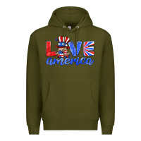 Army Green love america gnome Premium Hoodie - HRA Design Shop