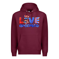 Burgundy love america gnome Premium Hoodie - HRA Design Shop