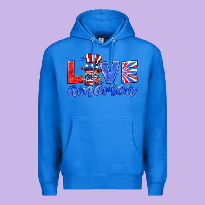 Love America Gnome Premium Hoodie Designed By Hra Design Shop