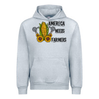 Heather Grey america needs farmers Urban Hoodie - CowhideDigitalArt
