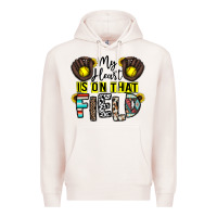 Pale Pink my heart is on that field Premium Hoodie - CowhideDigitalArt