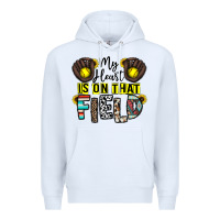 White my heart is on that field Premium Hoodie - CowhideDigitalArt