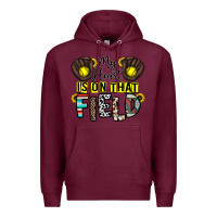 Burgundy my heart is on that field Premium Hoodie - CowhideDigitalArt