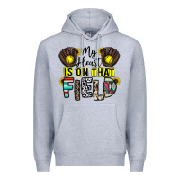 Heather Grey my heart is on that field Premium Hoodie - CowhideDigitalArt