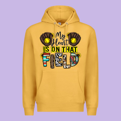 My Heart Is On That Field Premium Hoodie Designed By Cowhidedigitalart