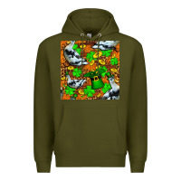 Army Green St patricks  duck with leprechaun hat  seamless Premium Hoodie - FaDigitalArtStudio
