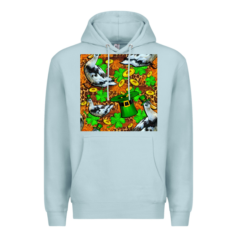 St Patricks  Duck With Leprechaun Hat  Seamless Premium Hoodie by FaDigitalArtStudio | Teevron