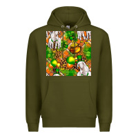 Army Green St patricks  goat family with balloons seamless Premium Hoodie - FaDigitalArtStudio