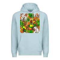 Blue Mist St patricks  goat family with balloons seamless Premium Hoodie - FaDigitalArtStudio