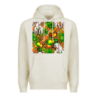Oatmeal Heather St patricks  goat family with balloons seamless Premium Hoodie - FaDigitalArtStudio