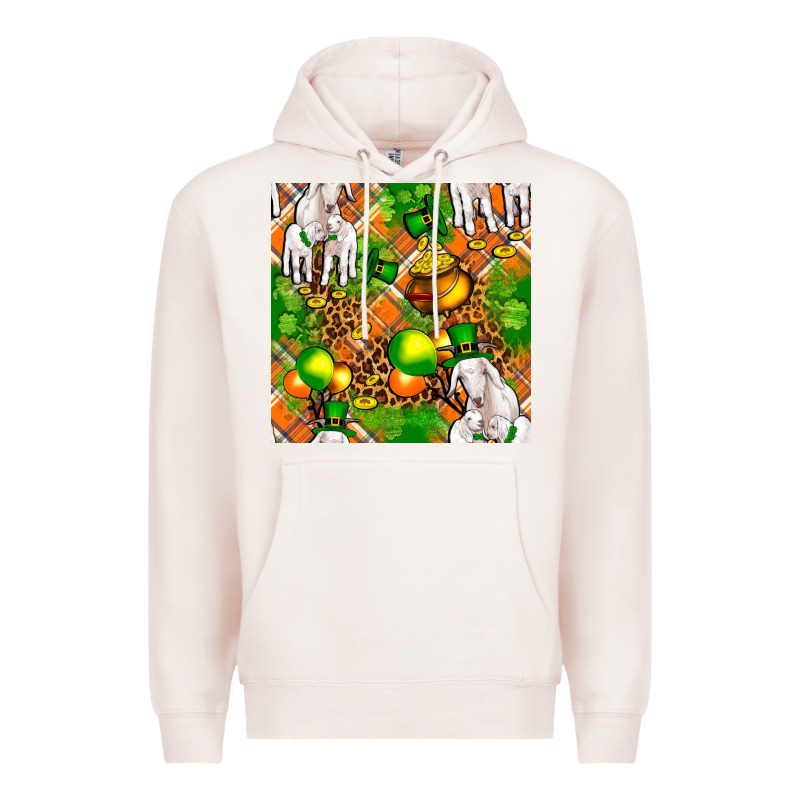 St Patricks  Goat Family With Balloons Seamless Premium Hoodie by FaDigitalArtStudio | Teevron