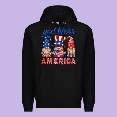 God Bless America Gnome Premium Hoodie Designed By Hra Design Shop