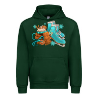 Forest Green Winter Ice Skating Boots And Coffee Urban Hoodie - FaDigitalArtStudio