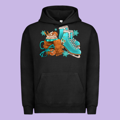 Winter Ice Skating Boots And Coffee Urban Hoodie Designed By Fadigitalartstudio